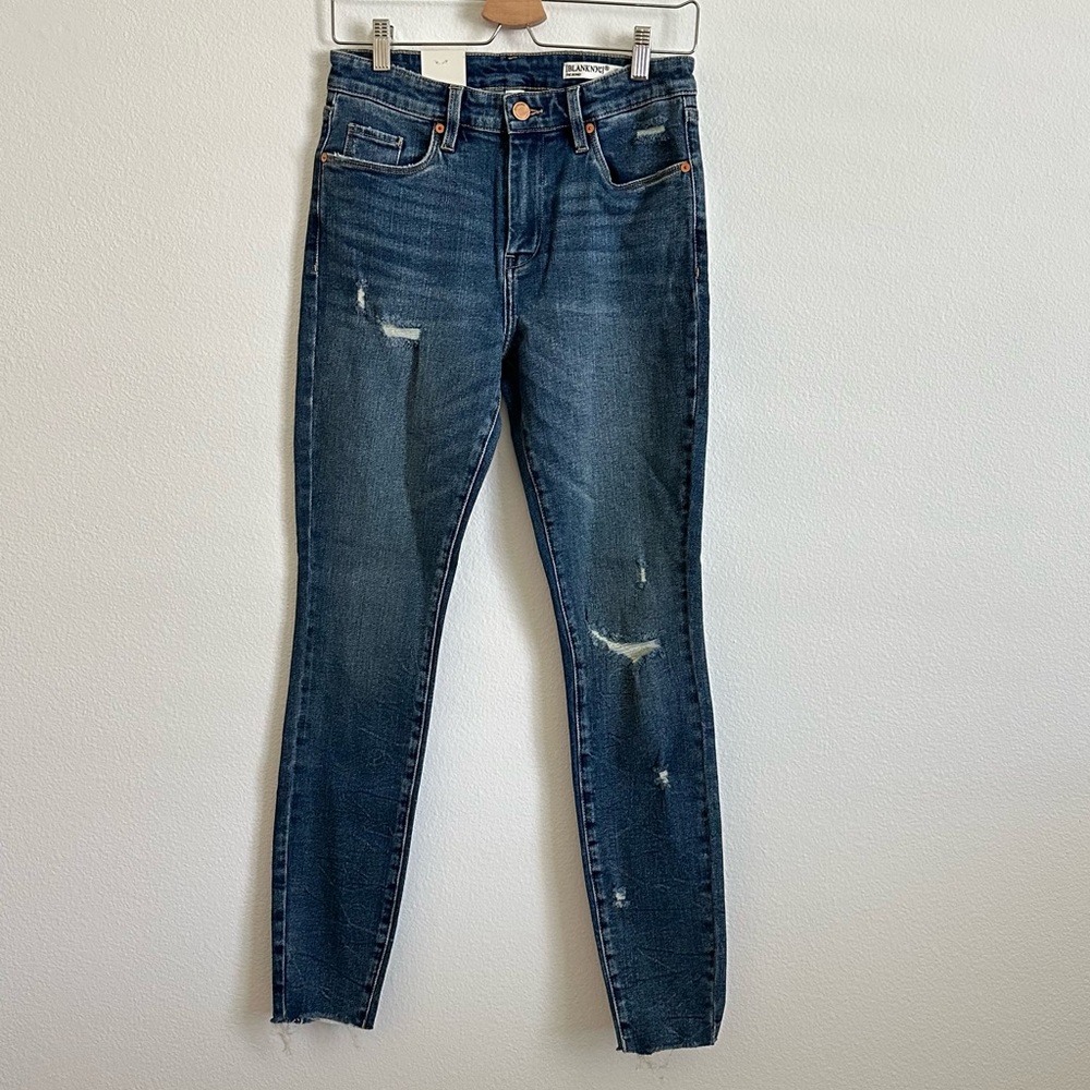 Blank NYC Blue Mid-Rise Skinny Organic Cotton Blend Denim Jeans Size 28